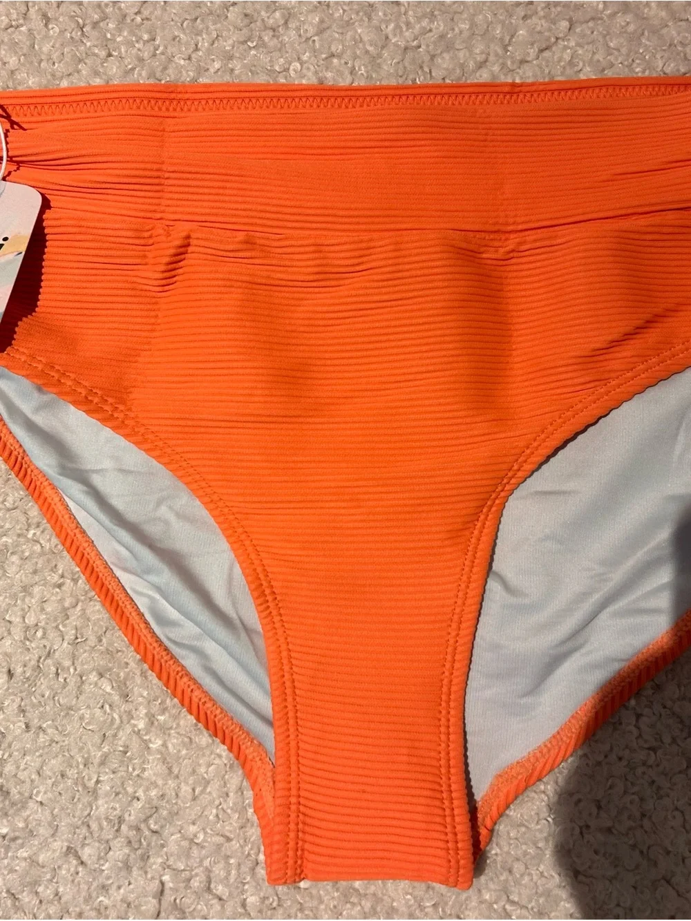 Nami Swimwear Women's Bright Orange Ribbed Bikini Bottom- new!